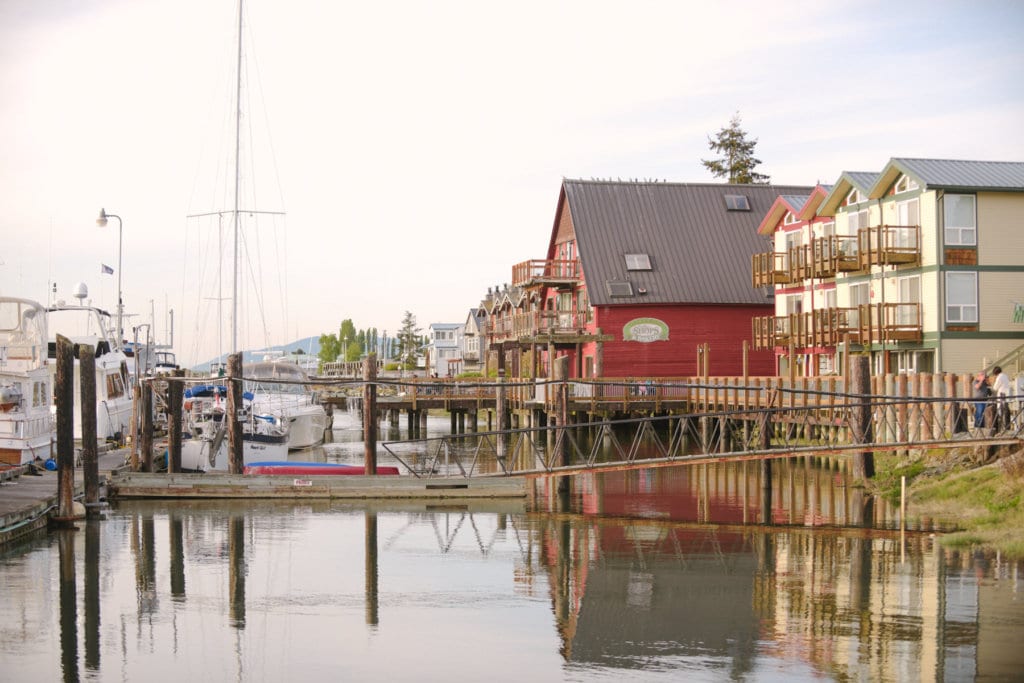 Boardwalk in La Conner, WA near the Skagit Valley Tulip Fields
