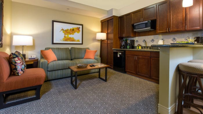 Our room at the Tahiti Village Las Vegas Resort & Spa came with a kitchen and sitting room, making it very roomy and comfortable.