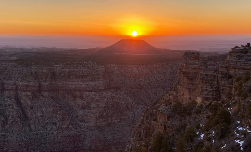 Desert View Watchtower is the best place to watch the sunrise at the Grand Canyon.