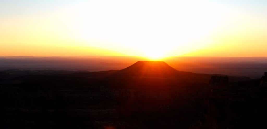 The sun coming up over Dessert View Watchtower in the Grand Canyon is stunning.