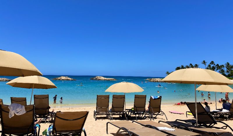 Beach umbrellas at Ko Olina lagoons