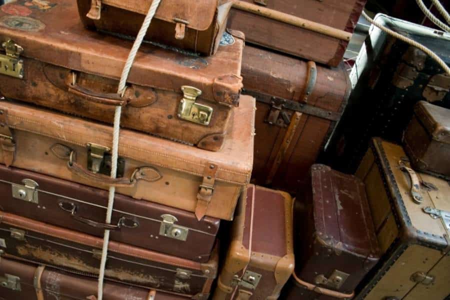 stack of vintage luggage