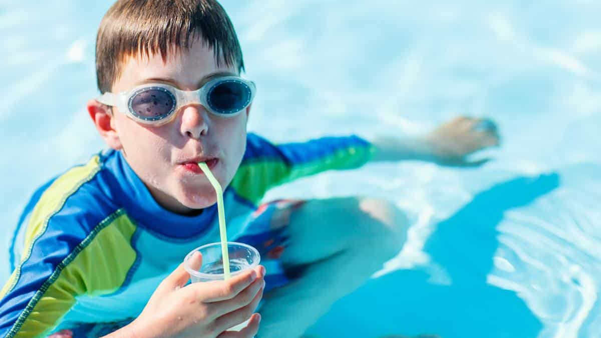boy in swimming pool
