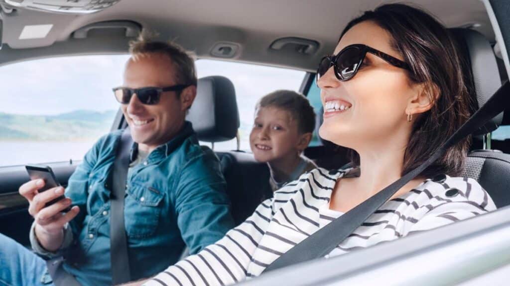 family in car