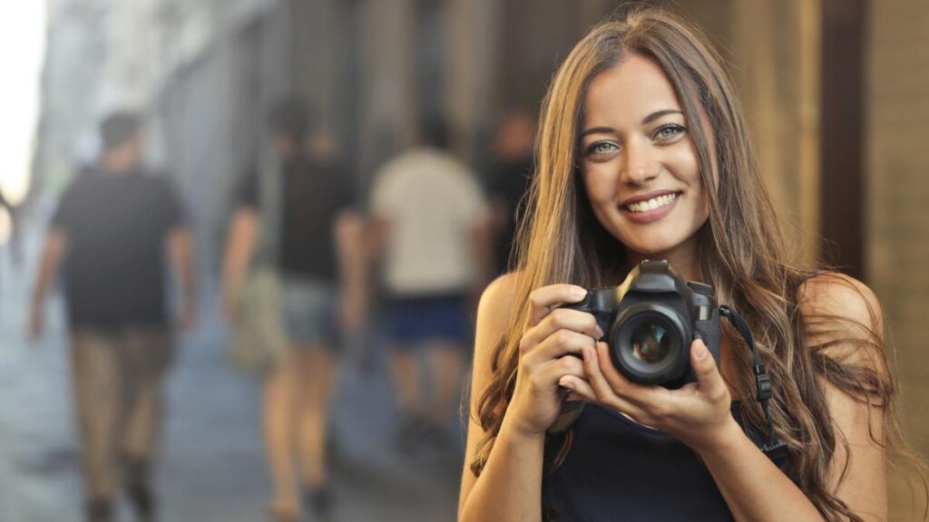 woman tourist with camera