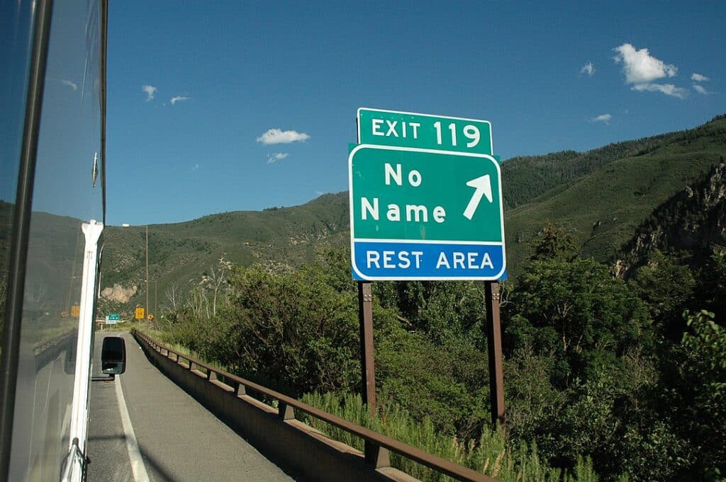 road sign in No Name, Colorado