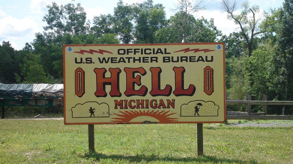 billboard sign in Hell, MI
