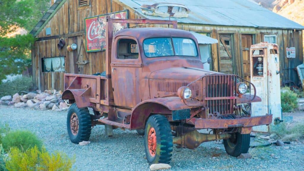 old truck in a ghost town