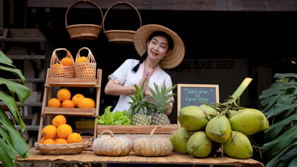 asian woman at market