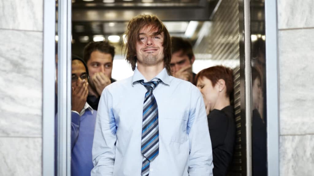 man with bad hygiene