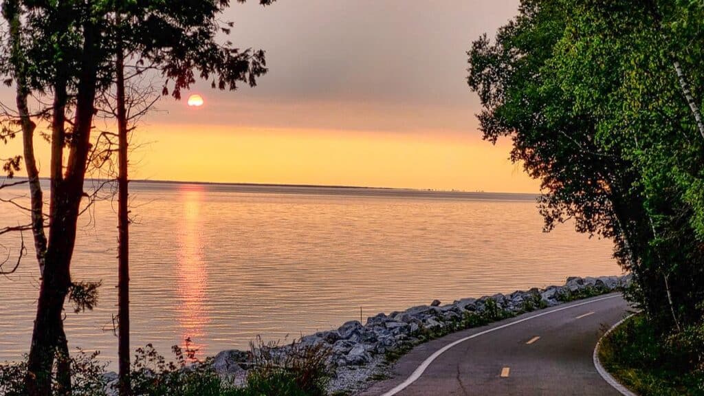 sunrise bike ride on Mackinac Island