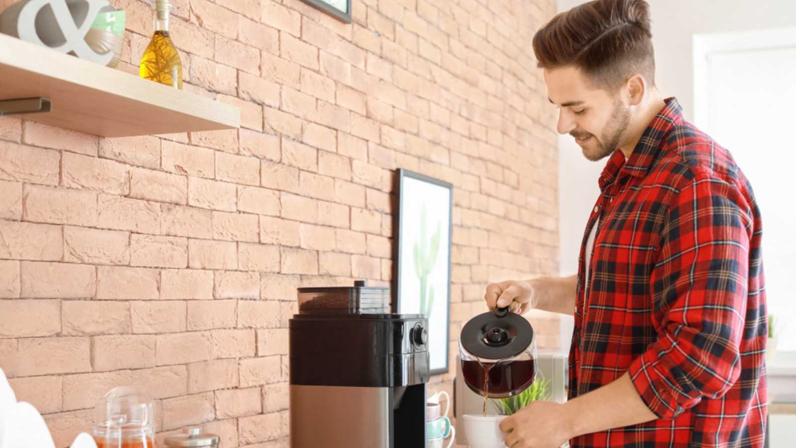 Man brewing coffee